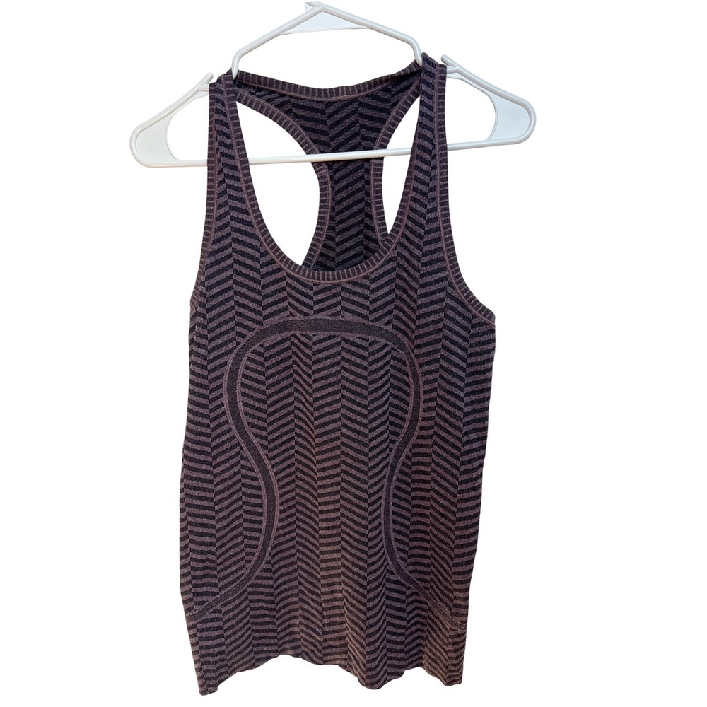 Lululemon Swiftly Racerback Tank Top Plum Black Chevron Stripe Athletic Womens